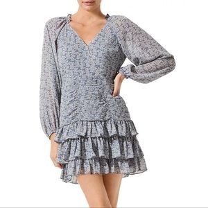 ASTR Blue Floral Ruched Dress